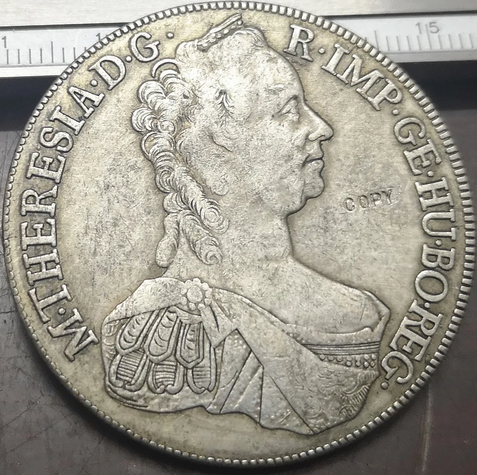 1765 Австрия хабсбург 1 thaler Maria Theresia hall Taler Посеребренная копировальная
