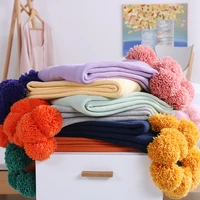 new solid color ball blanket cotton hit color ball knit blanket props photography special