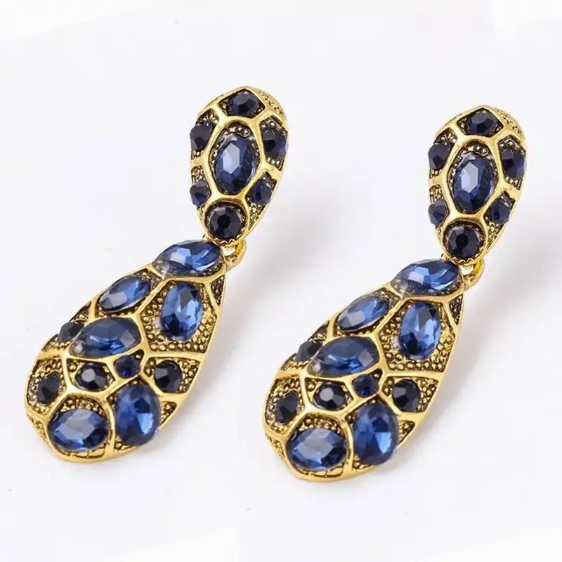 Чешские ювелирный бренд brincos золото полный синий кристалл горного хрусталя