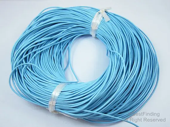 2 мм круглый бирюзовый синий кожаный шнур из натуральной кожи для изготовления