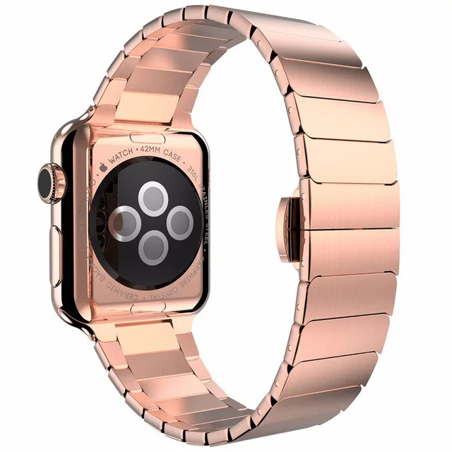 rose gold Ремешок из нержавеющей стали для Apple Watch, 4 ремешка, 38 мм, 42 мм, браслет с застежкой-бабочкой, петля с замком для iwatch, серия 4, 40 мм, 44 мм - Цвет ремешка: rose gold