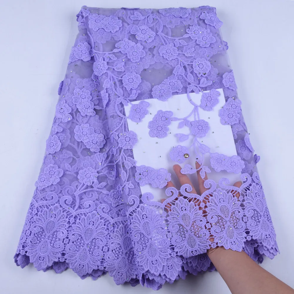 Dark Purple 3D Flower Silk Milk Lace Fabric French High Quality African Nigerian For Wedding SewingA1628 | Дом и сад