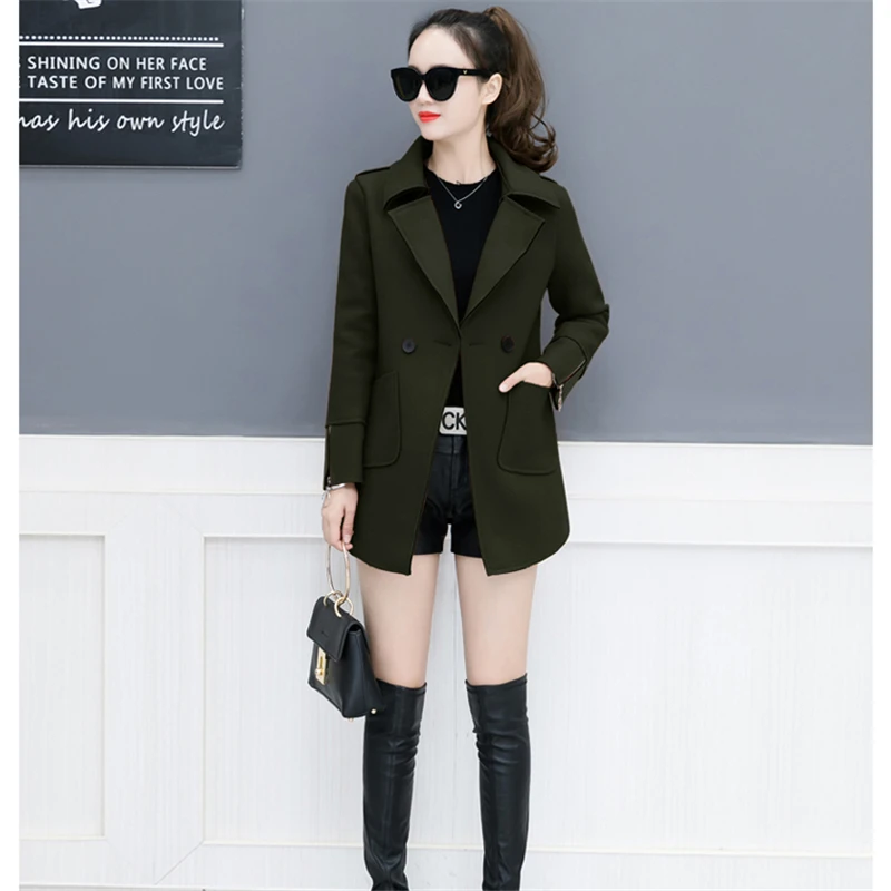 Autumn Winter Red Wool Coat Women Windbreaker Plus size Slim Caramel Blend Jacket Outwear Casual Woolen Female | Женская одежда