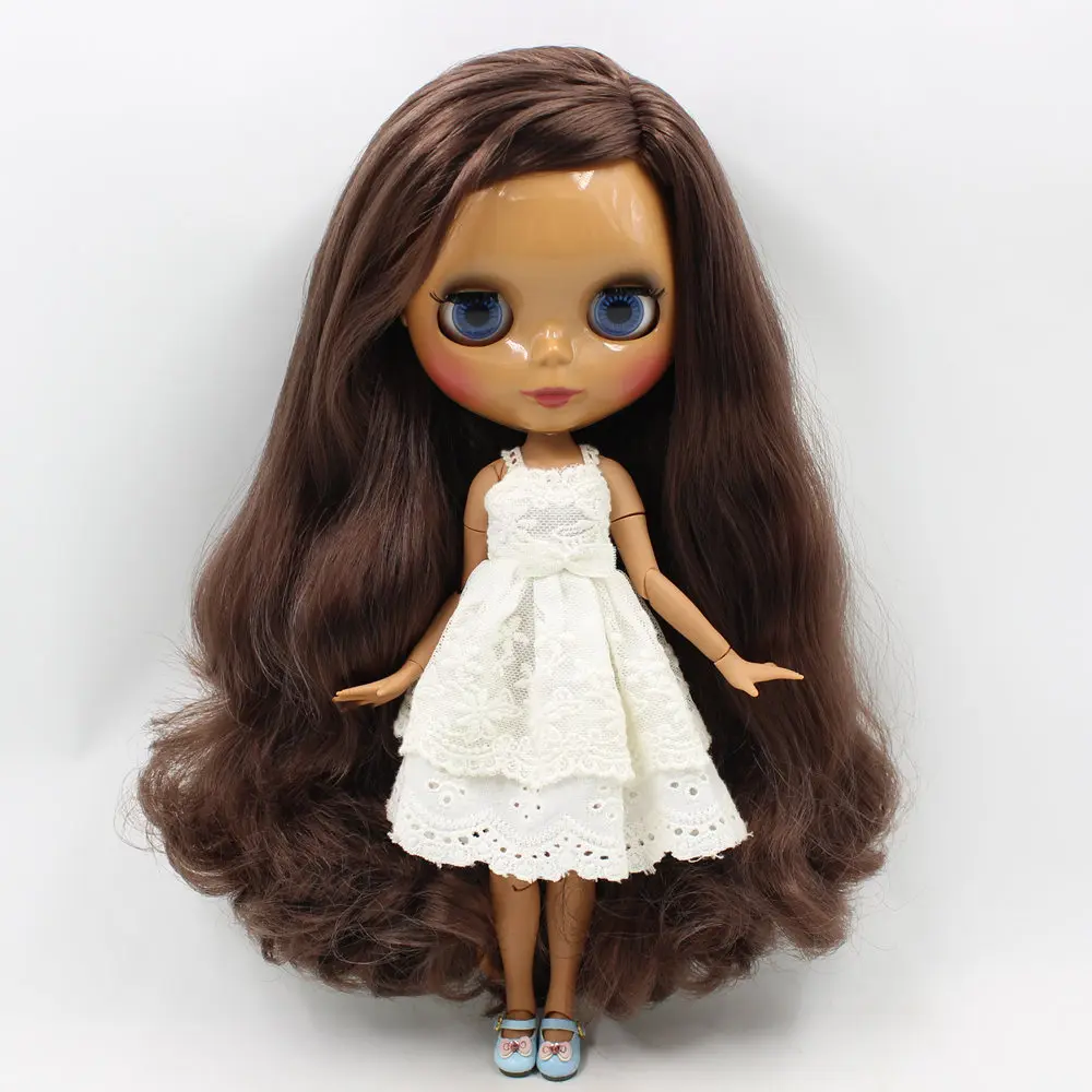 Ледяной DBS Blyth кукольные нет. BL0222 Brwon вьющиеся волосы шарнирное тело шоколад кожи
