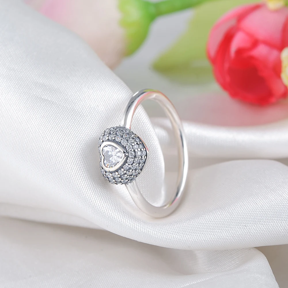 LZESHINE любящее сердце Форма кольца с AAA кубический цирконий 925 ювелирных изделий
