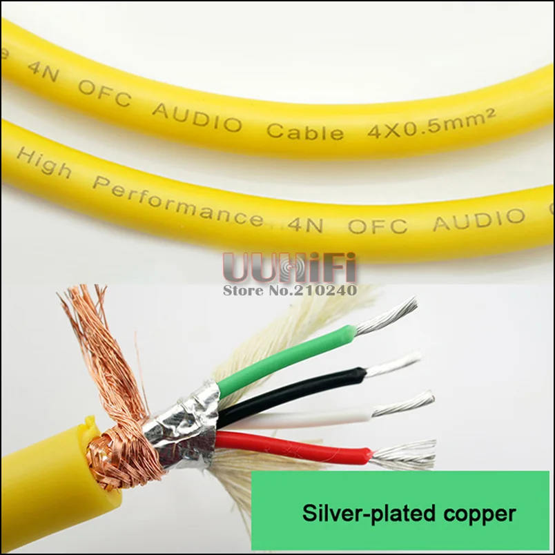 2 штуки пара HIFI RCA кабель 4N OFC Посеребренная медь к аудио сигнальный для DAC