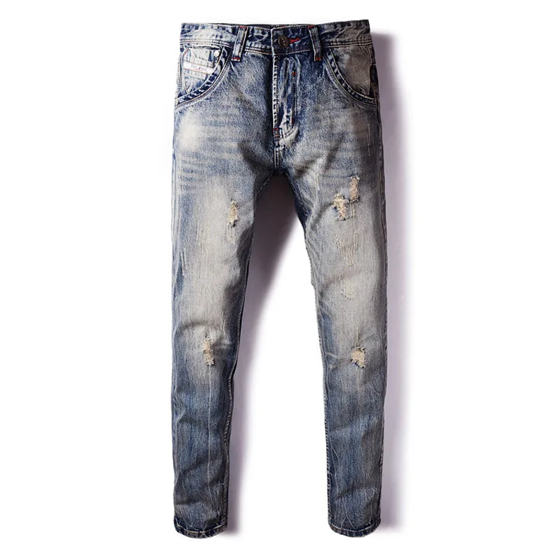 Новый Dsel бренд Для мужчин джинсы модные дизайнерские проблемных Рваные Straight Fit