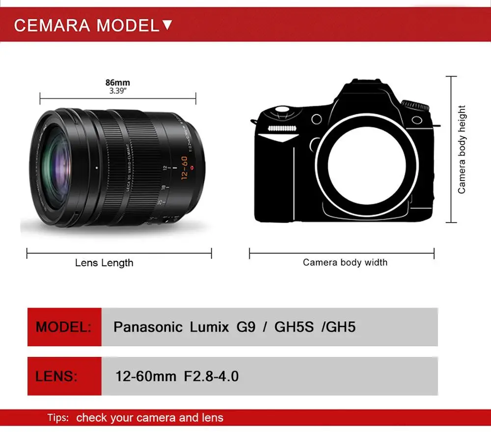 Неопреновый чехол для камеры Panasonic Lumix G9 / GH5S /GH5 с объективом 12-60 мм | Электроника