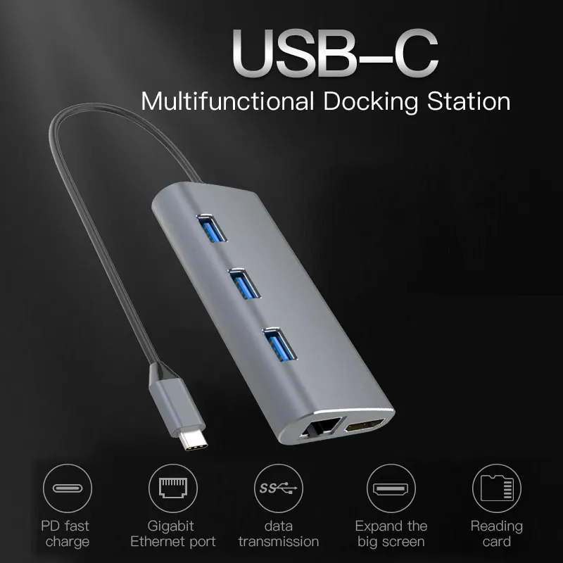 USB хаб адаптер HDMI RJ45 PD TF/SD для MacBook Samsung Galaxy S9/S8 Huawei P20 Pro Type C 3 0|USB-хабы| |