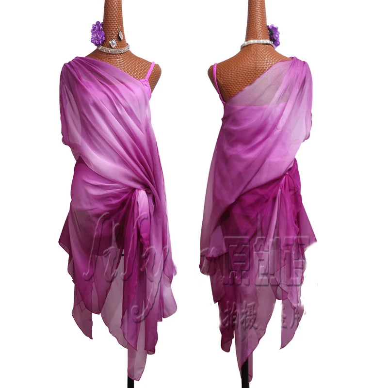 Платье для латинских танцев фиолетово-фиолетовое платье румбы/сальсы элегантное