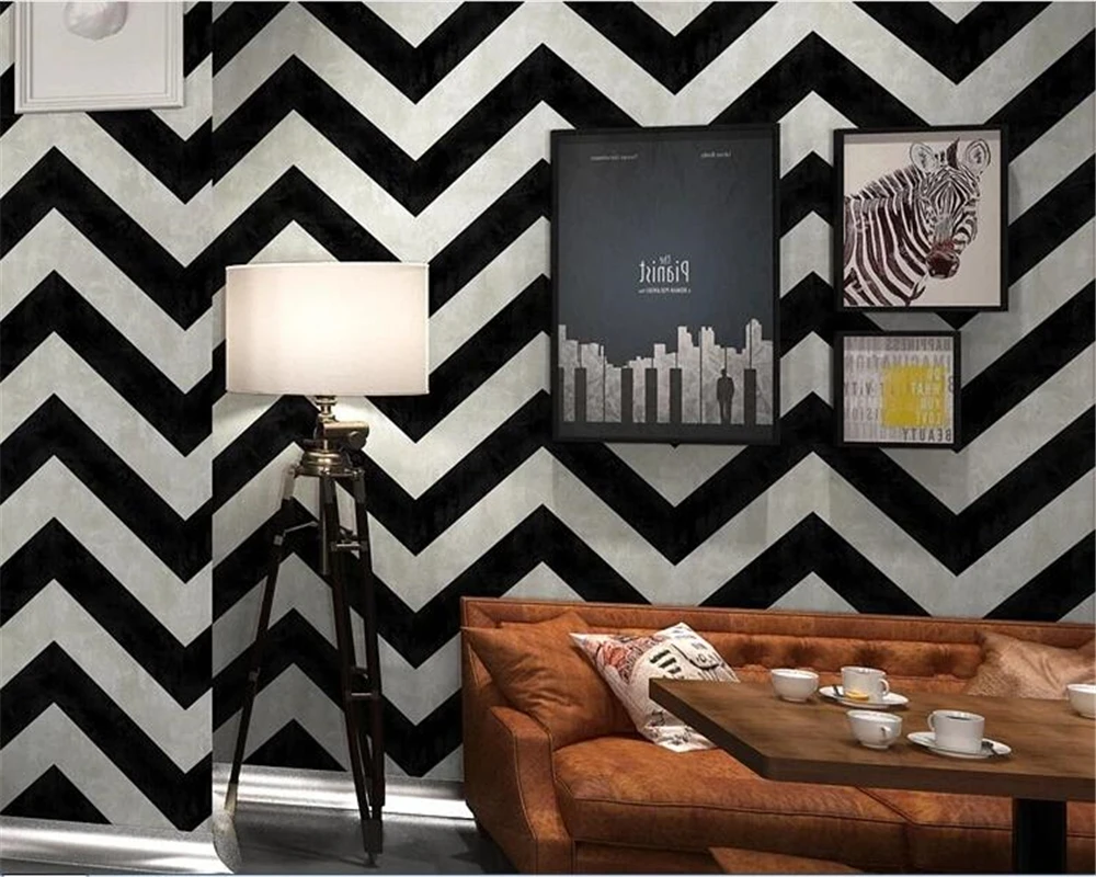 

beibehang Nordic black and white striped geometric wallpaper line bar clothing store industrial wind wall papers home decor