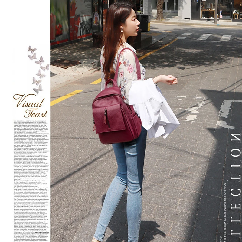 

2019 Women Leather Backpacks Vintage Shoulder Bag Travel Bagpack Sac a Dos Female Backpacks For Girls Mochilas Back Pack Ladies