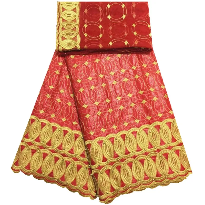 2018 Factory Price Red Color Bazin Riche Fabric Embroidered African For Men Or Women Cloth 5 Yard/Lot 1032 | Дом и сад