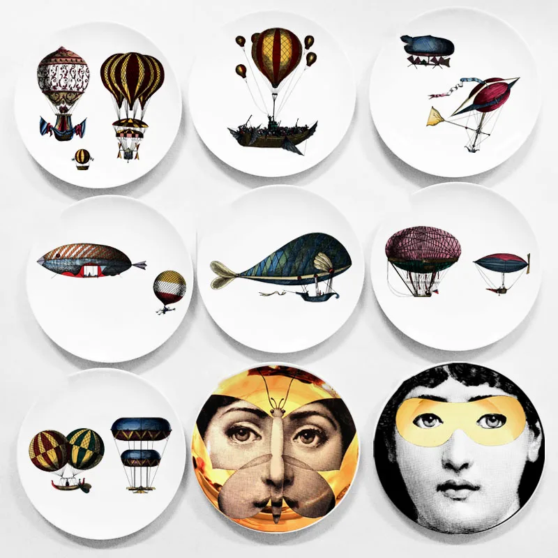 Изысканная мода Milan rosenthal Piero fornasetti тарелки чистый красочный цвет иллюстрации подвесные блюда образец комнаты/дома/отеля украшения
