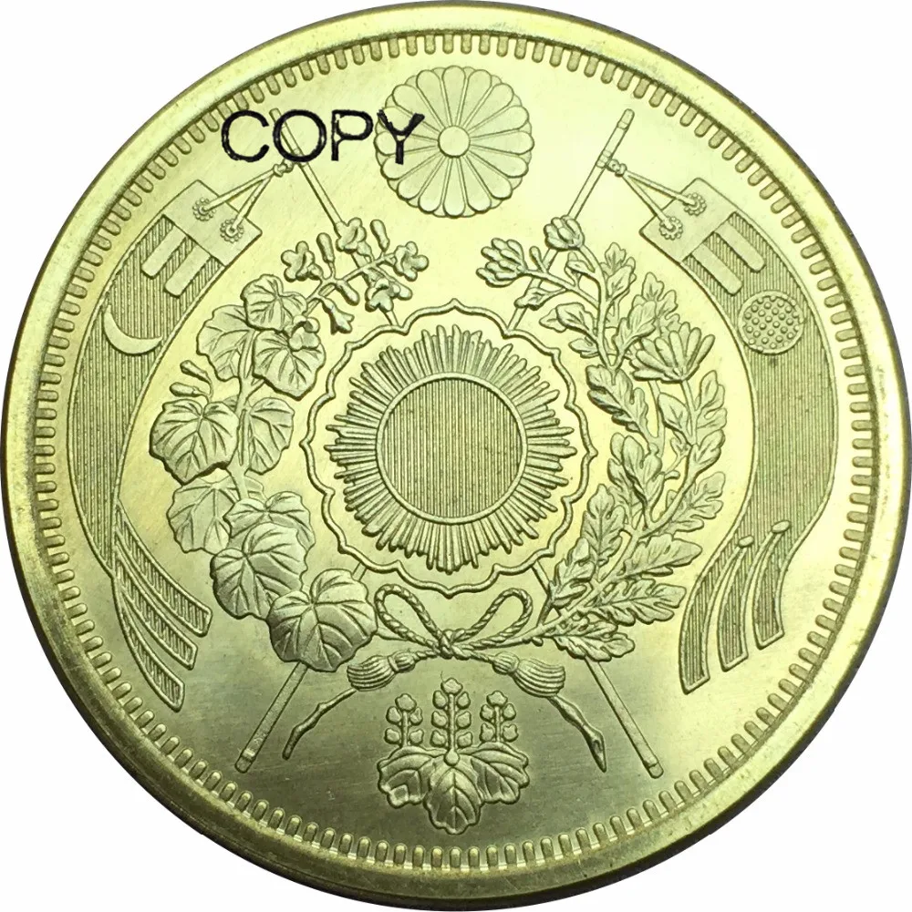 Япония 20 Йен Meiji Золотая монета 1880 латунные металлические копии копировальных
