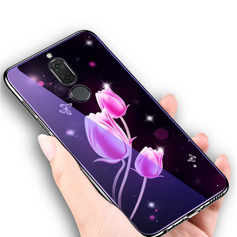 Чехол для телефона Huawei Mate 10 Lite P20 с синим светом защитный чехол цветком из