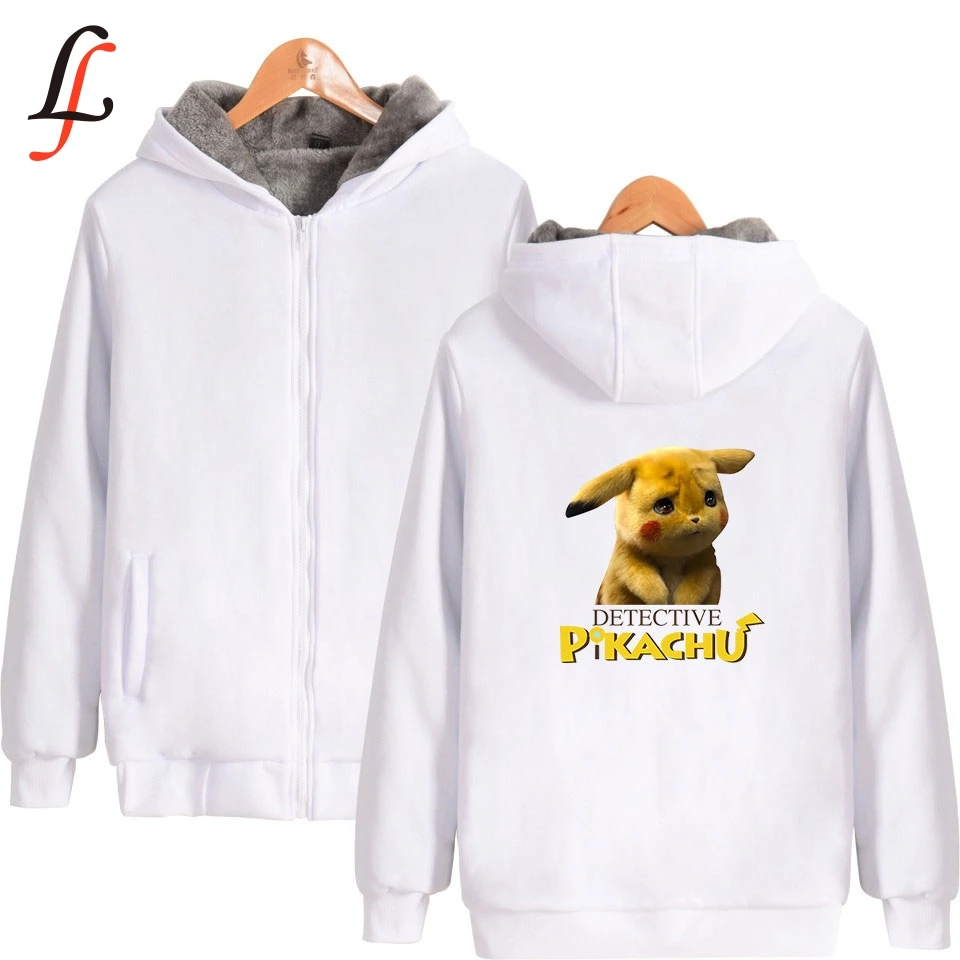 Толстовка с капюшоном Pikachu теплая зимняя уличная куртка унисекс на молнии 2019| |