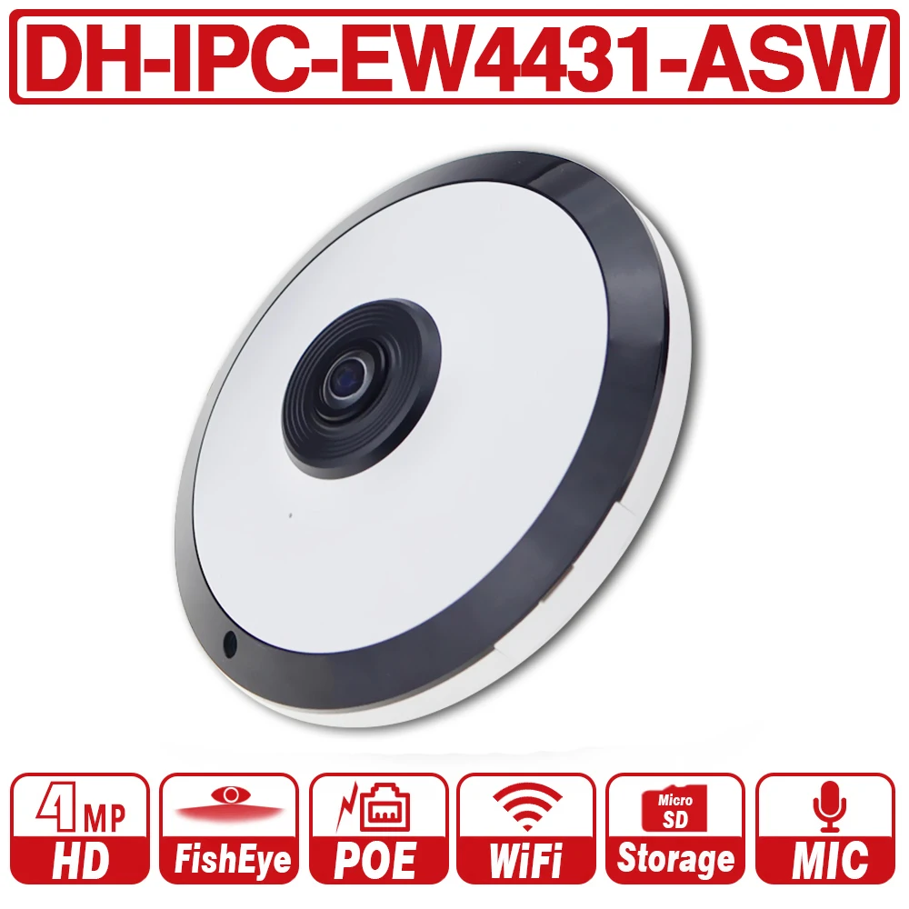 DH IPC EW4431 ASW 4MP панорама POE WIFI IP камера рыбий глаз Встроенный микрофон слот для sd
