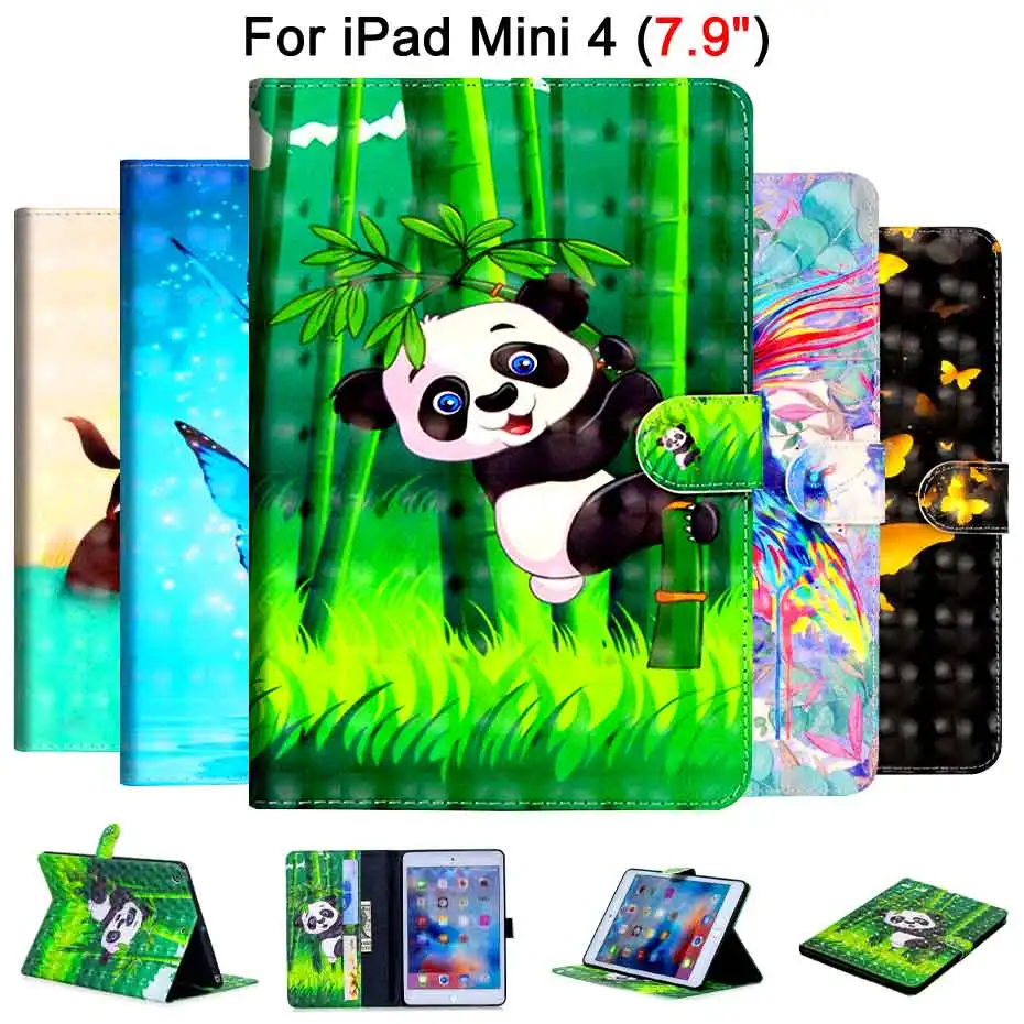 3D окрашенный PU кожаный чехол для Apple iPad Mini 4 7 9 &quotЧехол Mini4 Funda планшета с