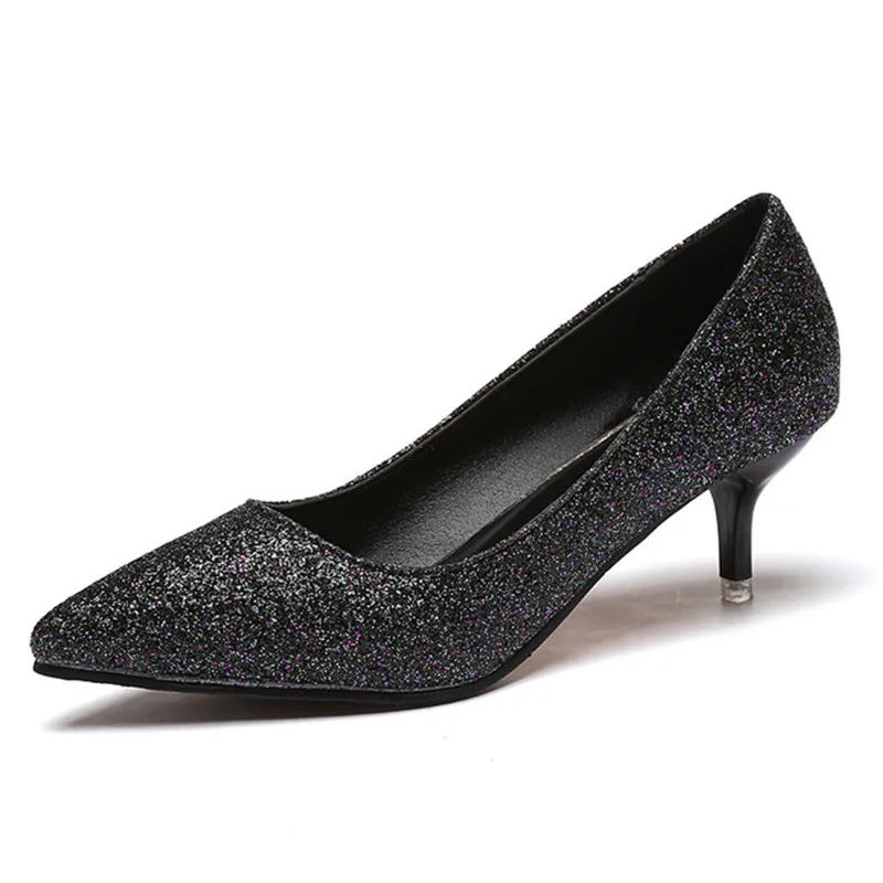 Женские свадебные туфли feiyitu серебристые золотистые с острым носком женские