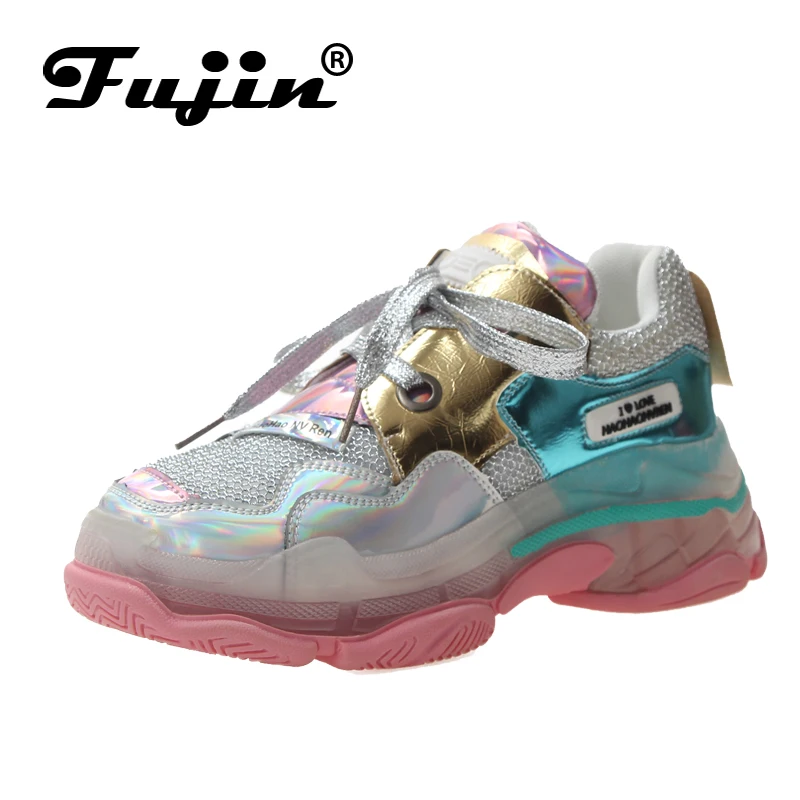 Fujin Womens Sneakers Shoes Women Mixed Colors Pink Girl Dropshipping Fashion Lace Up Rubber Causal Spring | Обувь