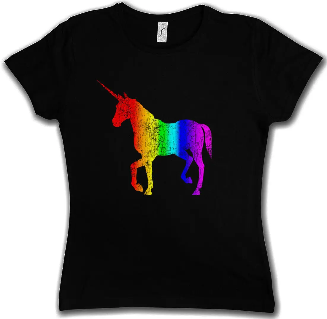 Летом с коротким рукавом единорога я футболка rainbow Цвета Фея Феи Мультфильм rockabella