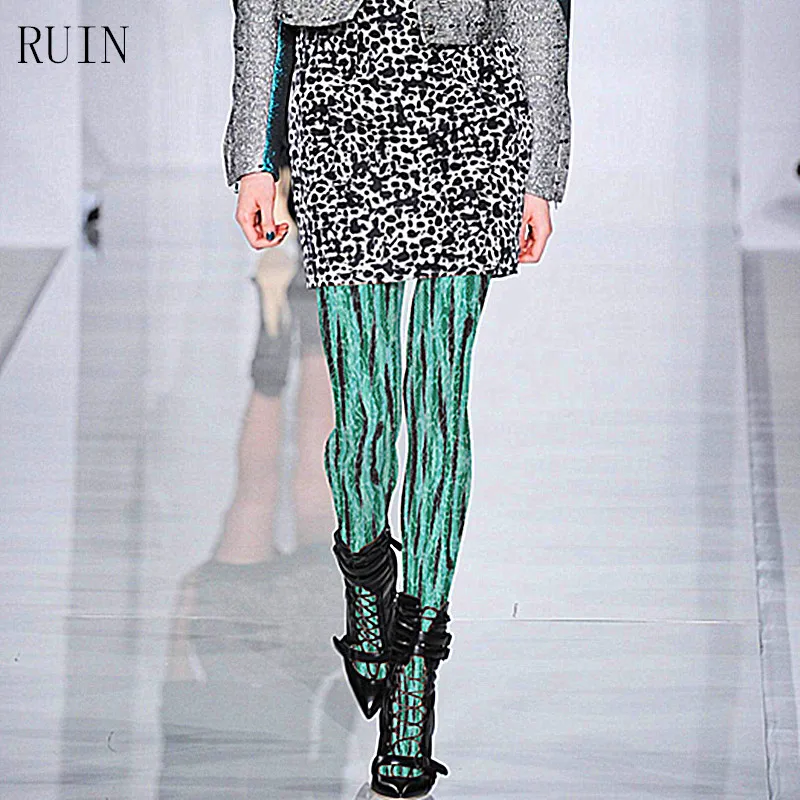 Испортить Женская Колготки дикий зеленый Змеиный колготки женские для девочек