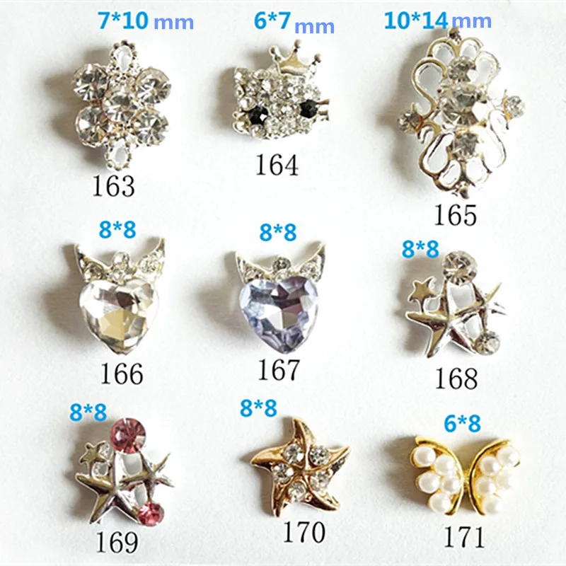 DIY 10 шт./лот Смеси Конструкции 3d Ногтей Прелести Стразы Nail Art Украшения Ювелирных