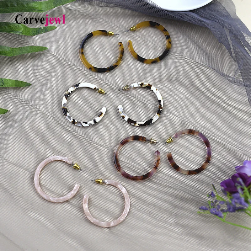 Женские Разноцветные серьги кольца Carvejewl Модные Акриловые с насыщенным цветным