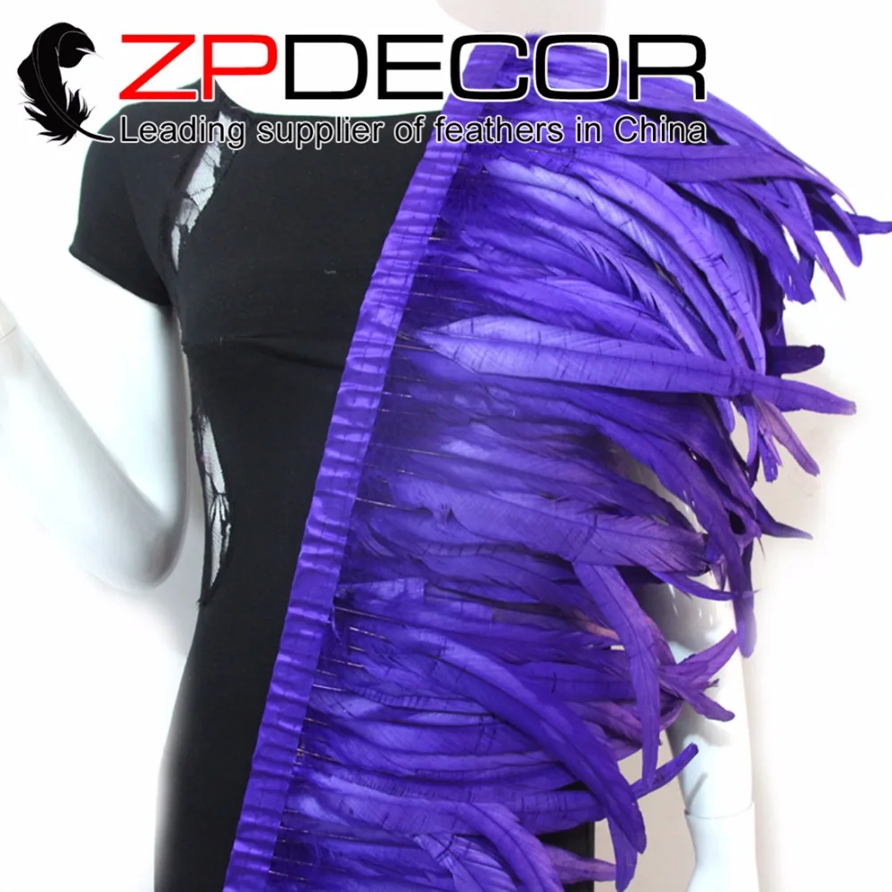 

Zpdecoration, оптовая продажа, 5 ярдов/30-35 см (12-14 дюймов), окрашенный Королевский Фиолетовый чехол с перьями и бахромой для украшения карнавального...