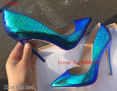 10cm heel Г. Новая модная женская обувь вечерние и свадебные туфли со змеиным принтом Большие размеры 35-43, пикантные туфли-лодочки на высоком каблуке с острым носком женская обувь - Цвет: 10cm heel