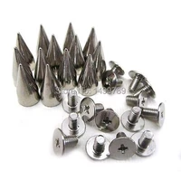 100sets 13mm silver metal bullet spike stud punk bag belt shoes clothes leathercraft cone rivet diy shipping free