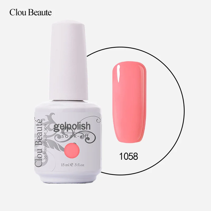 Clou Beaute 15 мл УФ гель для ногтей модный тренд цвета лаки для ногтей гель лак для ногтей - Цвет: 1058