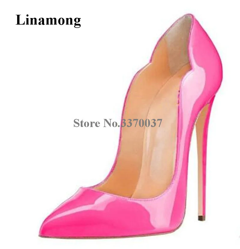 

Brand Design Women Sexy Pointed Toe Patent Leather Stiletto Heel Pumps Yellow Red Blue High Heels Office Dress Shoes