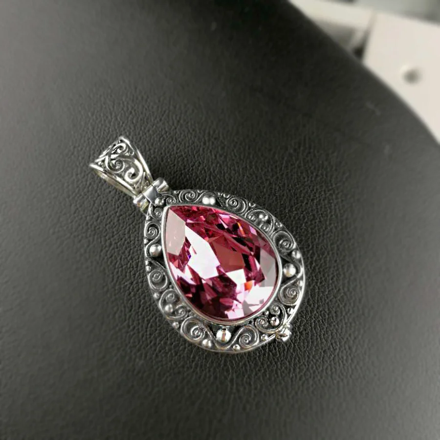 

Retro 925 Silver Sterling Pendant Necklace Silver Jewelry For Women Natural Amethyst Pendant Can be opened Crystal Pendant Gift