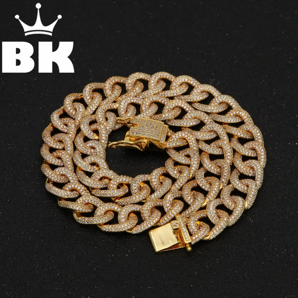 Кубинская цепь Майами BLING KING кубинская цепочка 13 мм с золотым зубцом кубинский