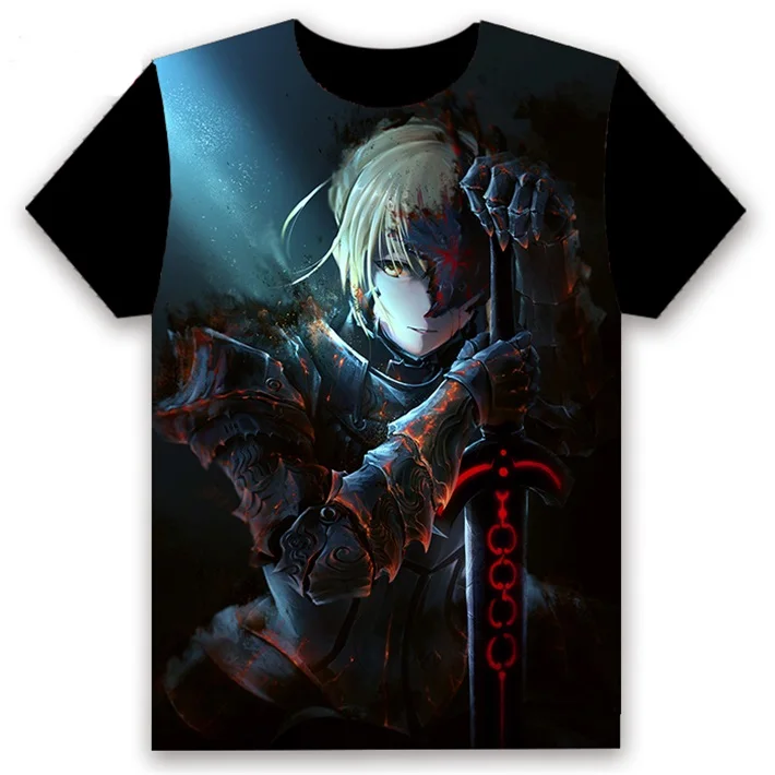 Модная футболка с Аниме игра Fate/stay night FGO Saber Alter Косплей короткий рукав Женская Мужская черная футболка повседневные забавные летние топы - Цвет: 4