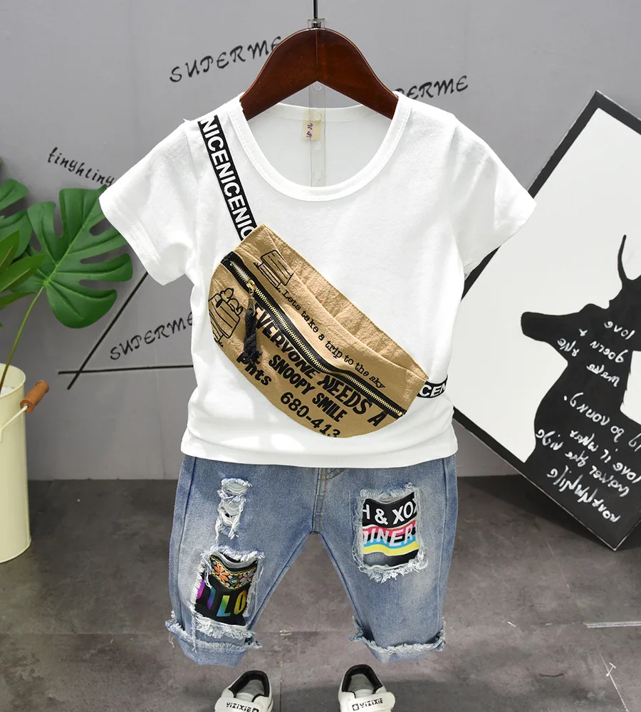 HotSale 2019 Summer Children Clothing Sets Tops +Shorts 2Pcs Set Boys T-shirt Pants Big pocket Sports Suit Kids Clothes 2-6years | Детская