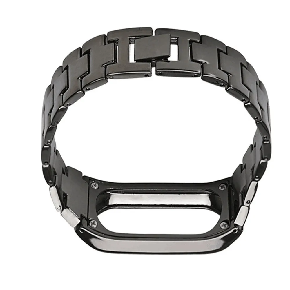Metal Black Металлический кожаный ремень+ металлический ремешок для Xiaomi mi Band 2, браслет для mi band 2, умный Браслет, цветной ремешок - Цвет: Metal Black