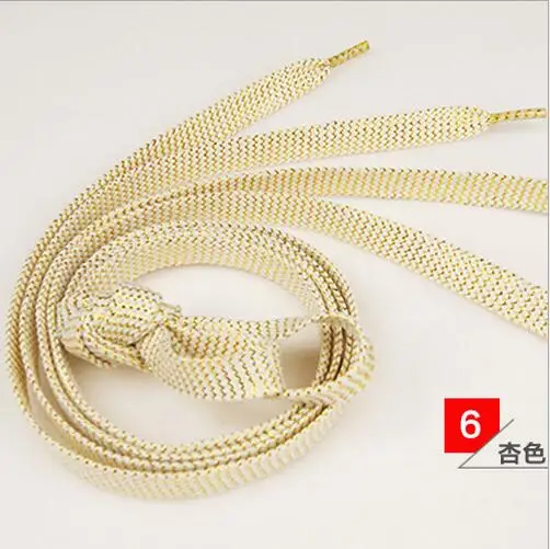 beige 2 пары 110 см Женская обувь на плоской подошве золотого и серебряного цвета шнурки супер длинные Повседневные Вечерние кемпинговые шнурки растущие тканевые Шнурки плоские шнурки - Цвет: beige