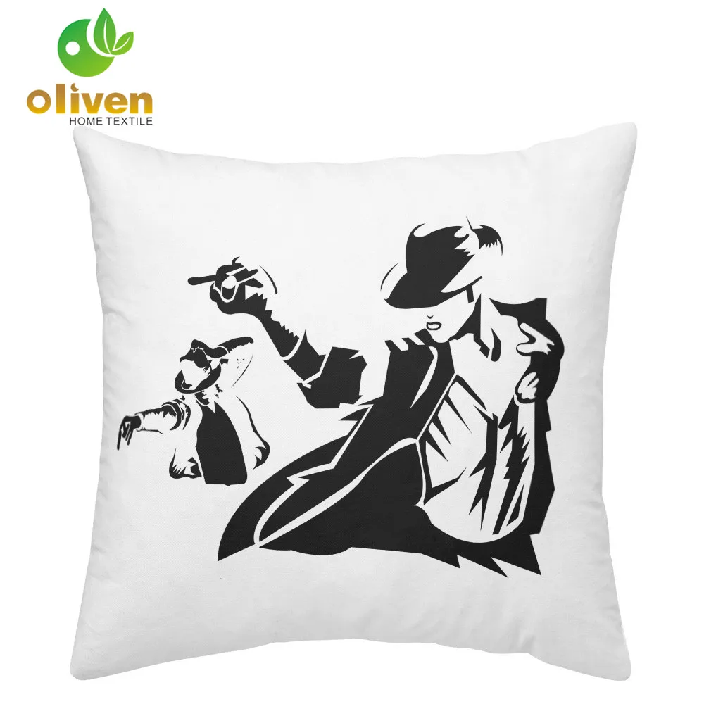 

Celebrity Portrait Cushion Cover Elvis Presley Michael Jackson Print Pillow Cover Living Room Decoration Throw Pillow Case D15