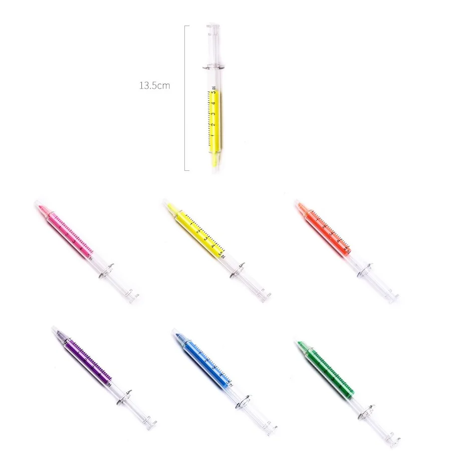 

6pcs Slim Syringe Color Highlighter Marker Pen Set Syring Liner Drawing Novelty Stationery Office School Resaltadores A6527