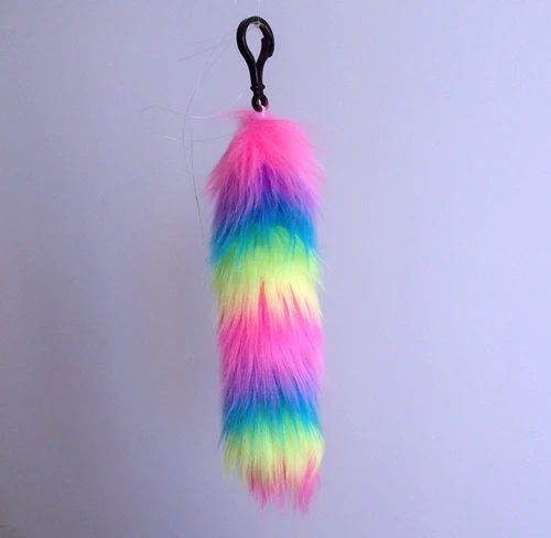 Бесплатная доставка часть украшения Радужный хвост брелок с искусственным мехом