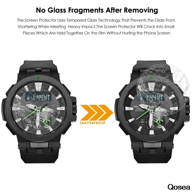 Qosea 10 шт. Премиум Закаленное стекло для часов Casio PRW-7000 защита экрана Ультра прозрачная 9H Защитная Пленка премиум класса