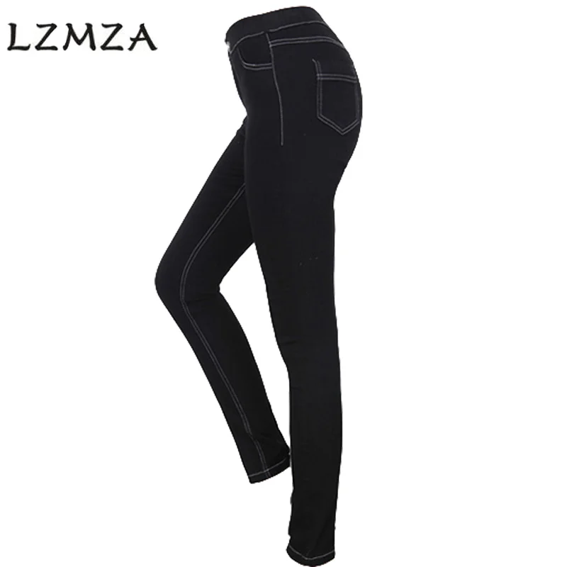 LZMZA 2017 Autumn Plus Size 5XL Stretch Women's Pants Black Pencil Ladies Cotton High Waist Elastic Skinny Trousers | Женская одежда