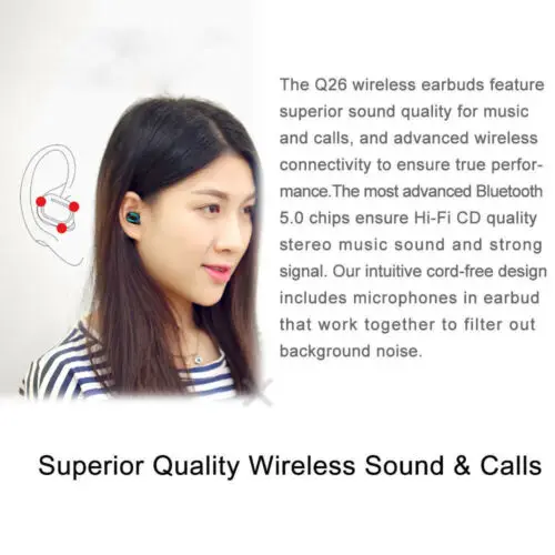 Миниатюрные беспроводные наушники Bluetooth 5 0 стереогарнитура водонепроницаемые