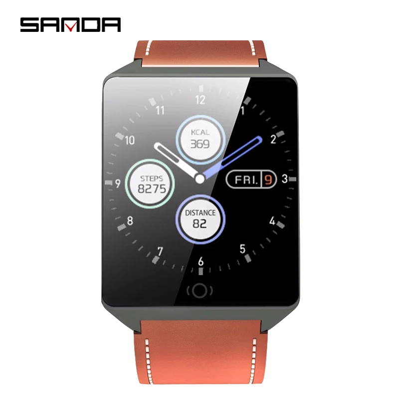 Brown Strap SANDA CK19 Смарт для мужчин/женщин спортивные часы сердечного ритма цифровые наручные часы IP67 водонепроницаемый платье часы Montre Homme - Цвет: Brown Strap