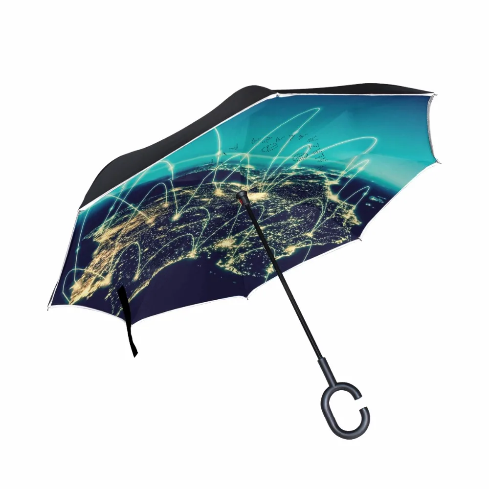 Физическая карта мира иллюстрация обратный Зонты Hands free двойного слоя