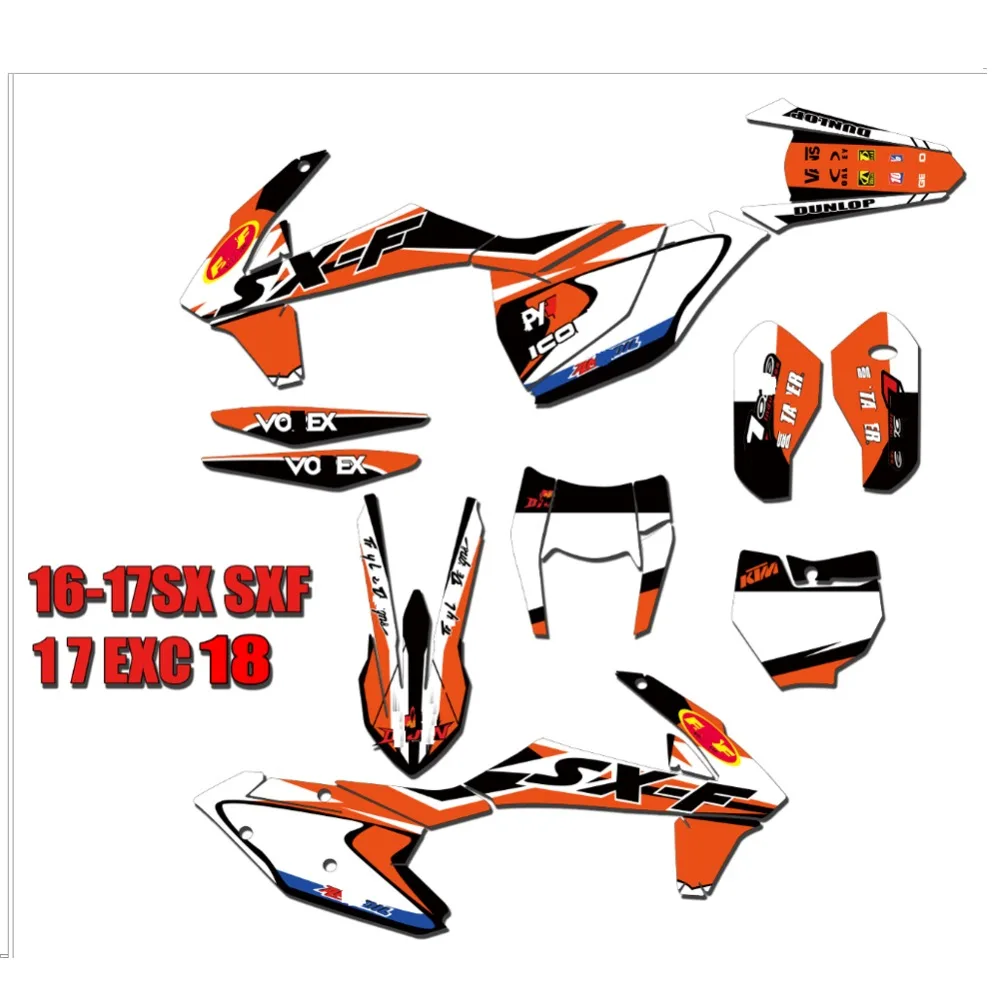 Бесплатные Индивидуальные графические наклейки фон полный набор для KTM EXC F XCW 2017