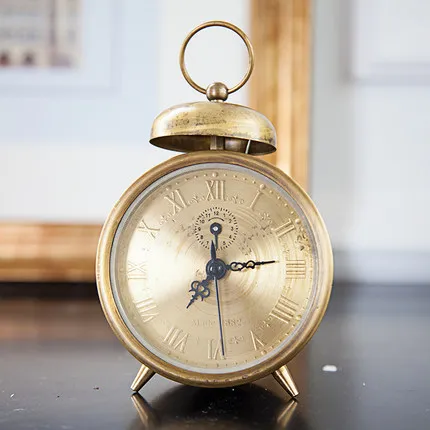 Медный Заводной металлический механический будильник 3 дюйма двойной